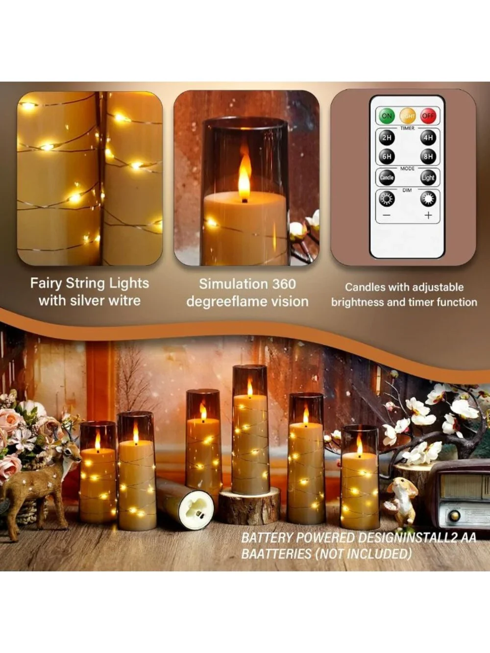 24-Pc Flameless LED Candles with Timer | Flickering Home Decor & Romantic
